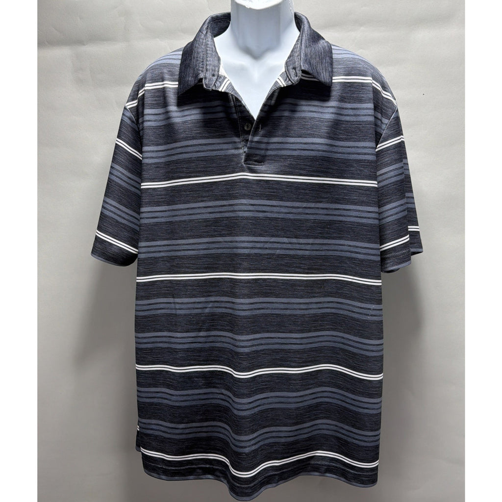 Ben Hogan Performance Golf Shirt Mens Sz XL Black Gray Striped Short Sleeves