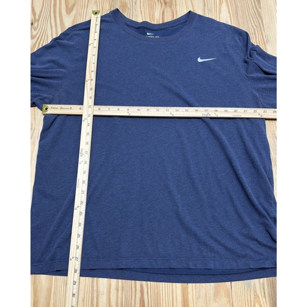 NIKE TEE dri fit Men’s long sleeve pull over athletic shirt navy blue XXL