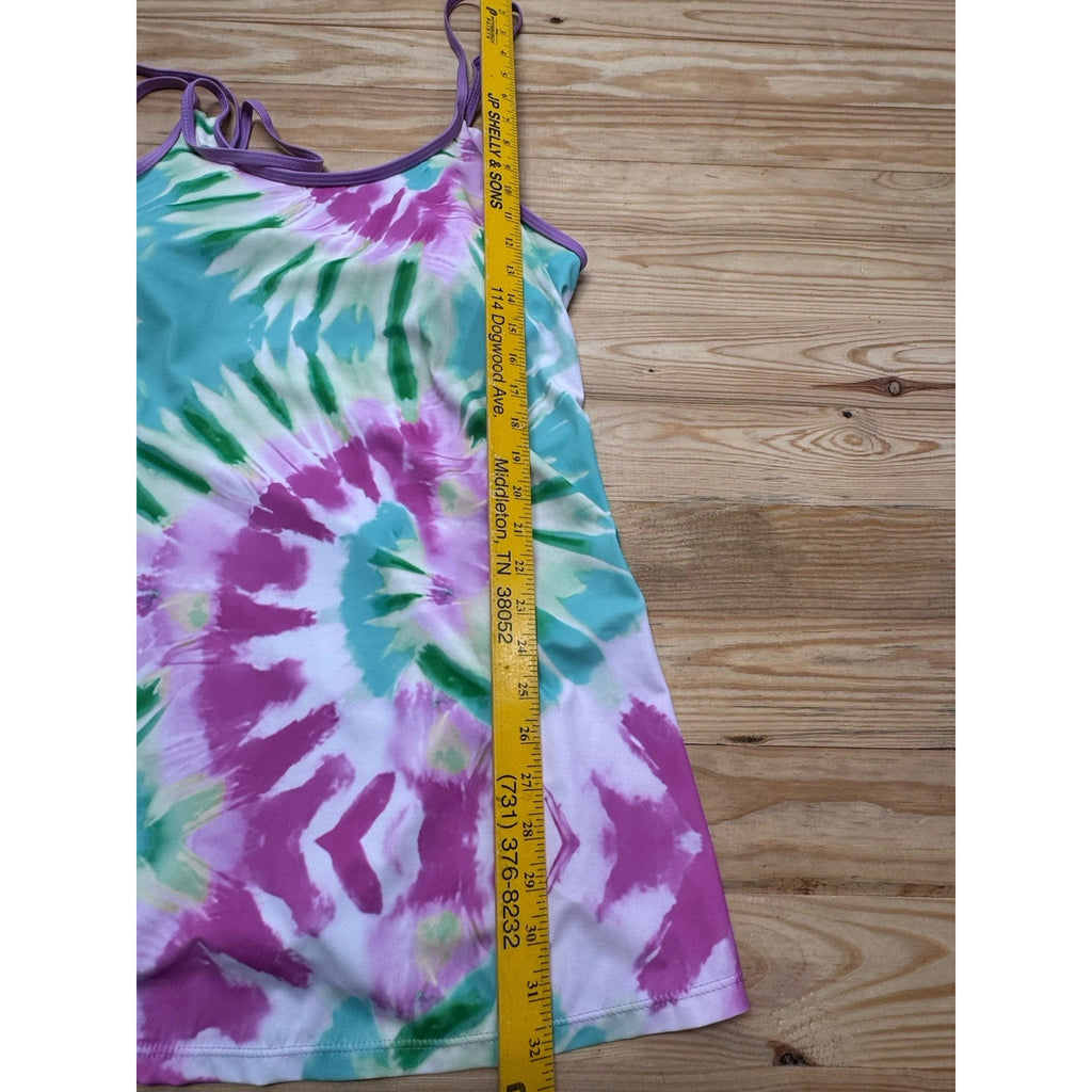 Tie Dyed Women’s Blouse Bathing Suit Modest Size 1XL Lined Top Swimsuit