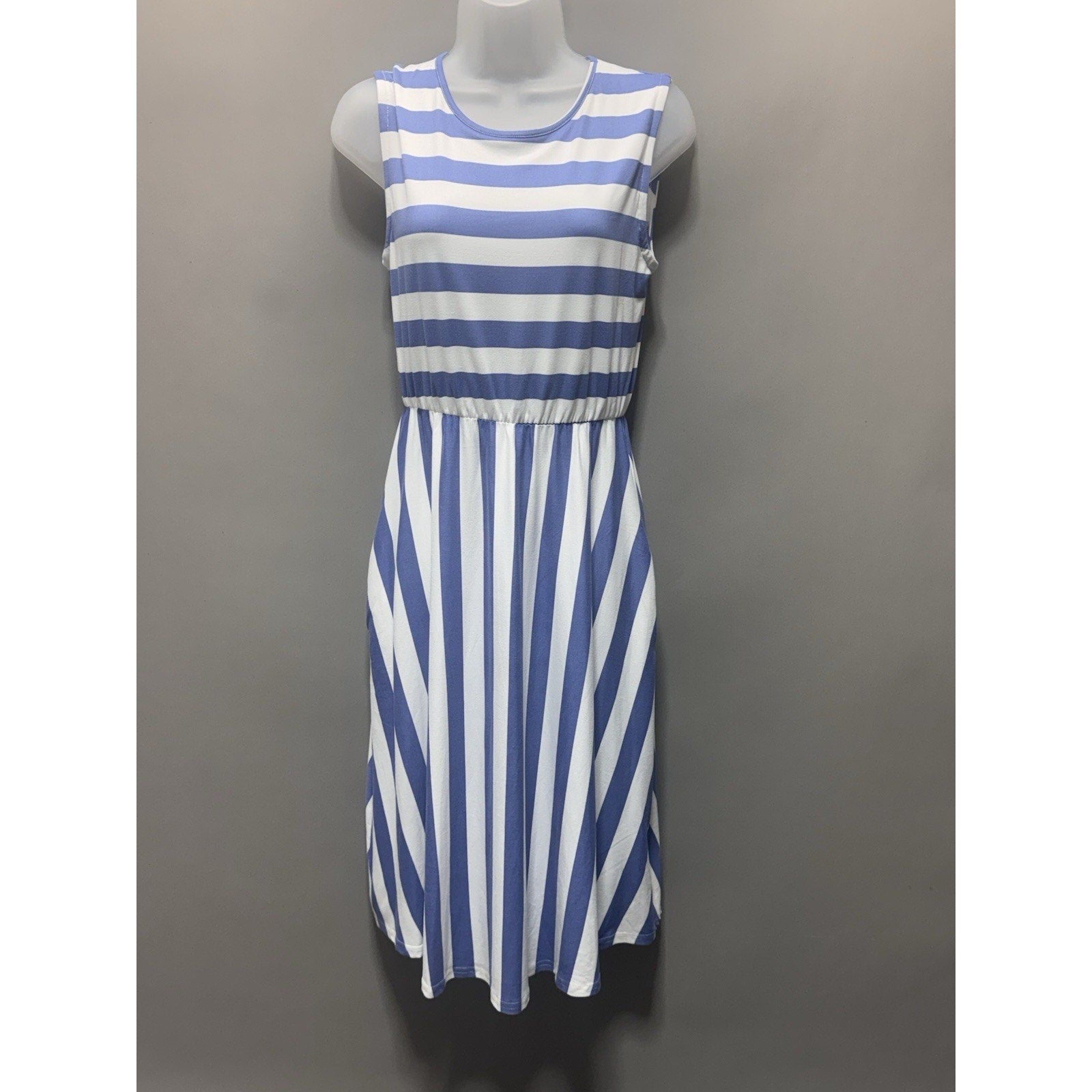 Levaca Blue White Nautical Midi Dress Women’s Size Small New With Tags