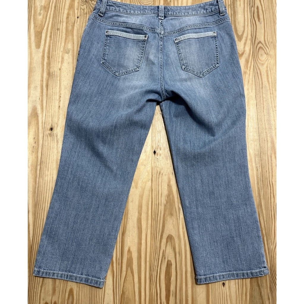Chico’s Platinum Jeans Ultimate Fit Slim Leg Crop Size 1.5 Blue Cotton Blend