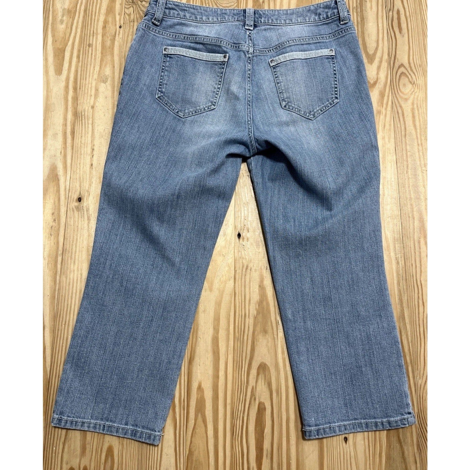 Chico’s Platinum Jeans Ultimate Fit Slim Leg Crop Size 1.5 Blue Cotton Blend