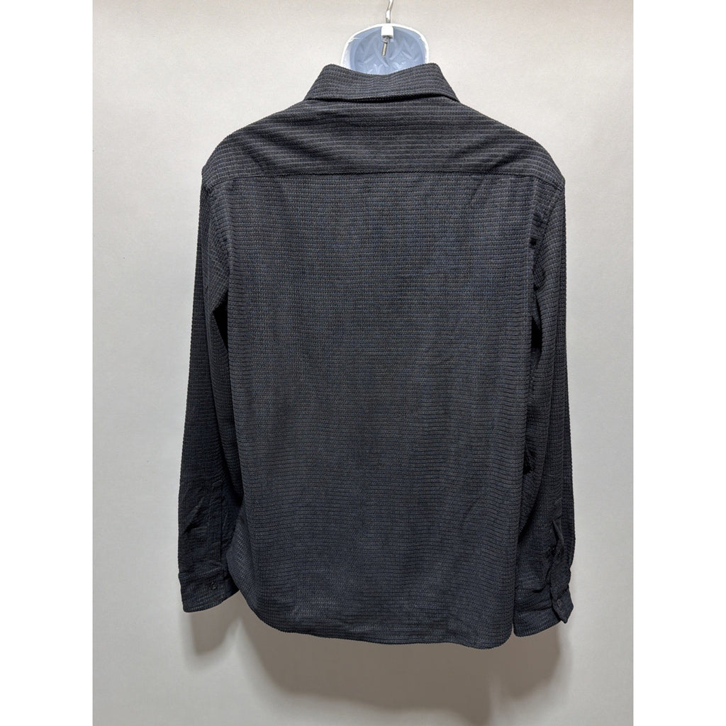 Paul Jones Men’s Waffle Textured Super Soft Long Sleeve Button-up Shirt M Black