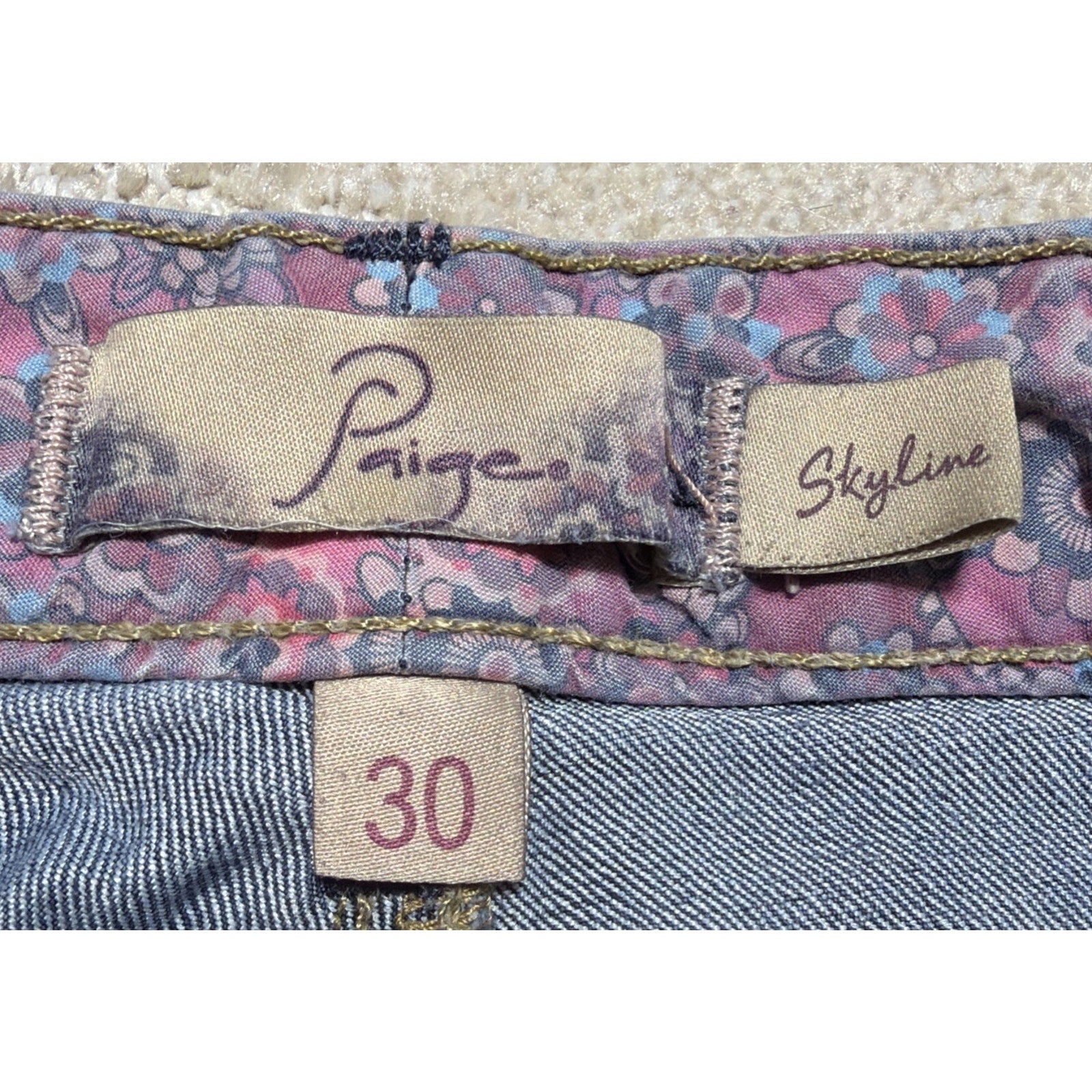 Paige Skyline Straight Y2K Jeans Blue Denim Pants Women’s Size 30x33 Stretch