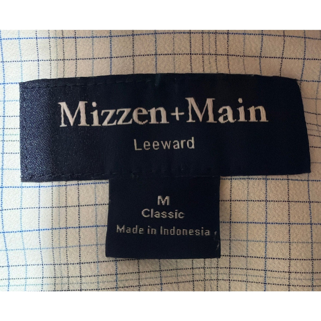 Mizzen+Main Leeward Classic Dress Shirt Men’s M White Blue Check Stretch
