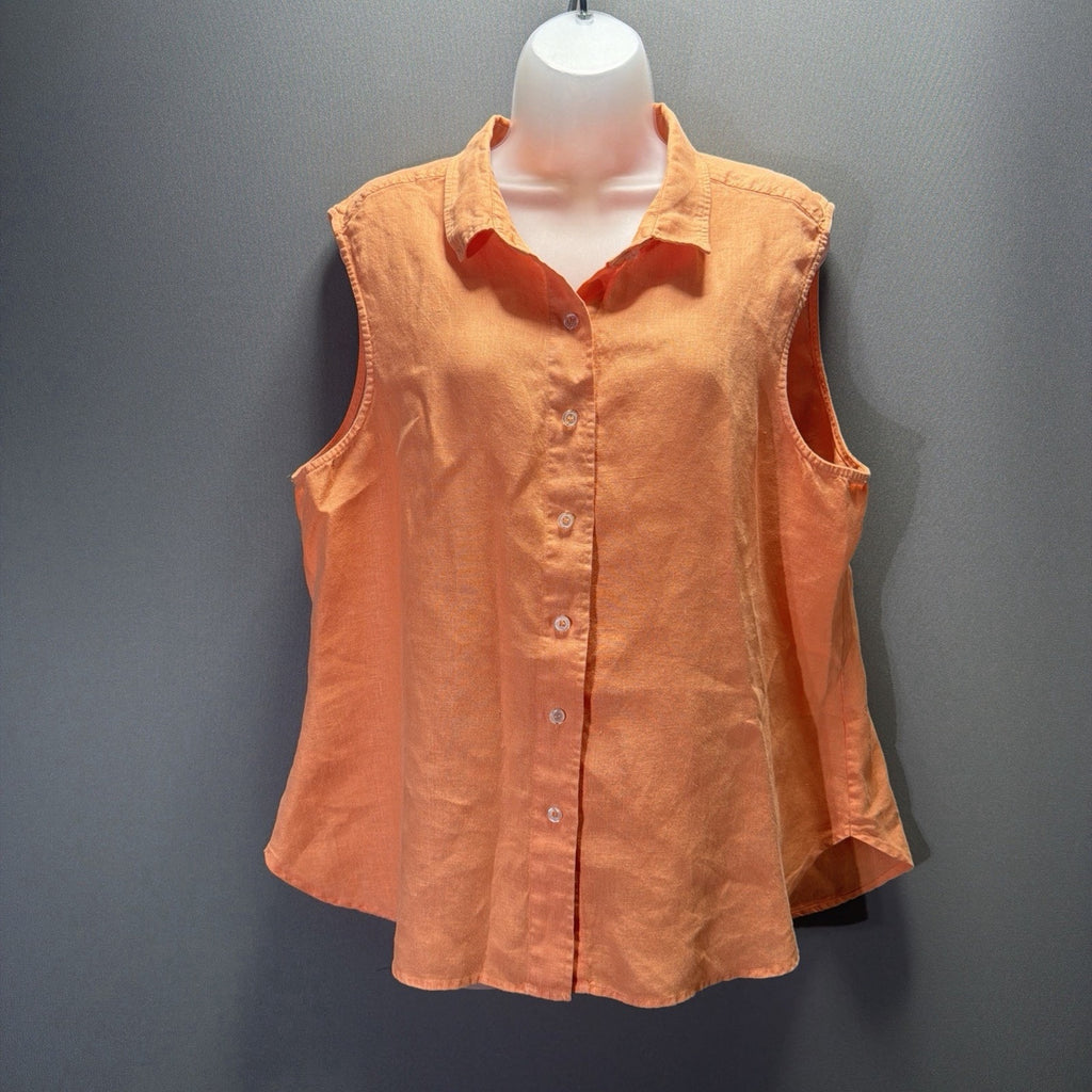 Lulu B Linen Top Womens XL Button Up Sleeveless Coral Breathable Casual