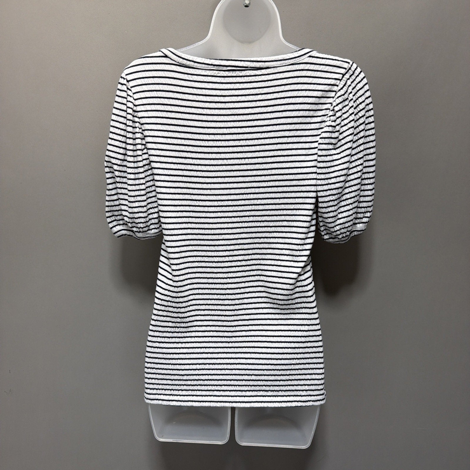 LOFT Womens Small Navy Blue White Striped Short Sleeve Stretch Knit Top