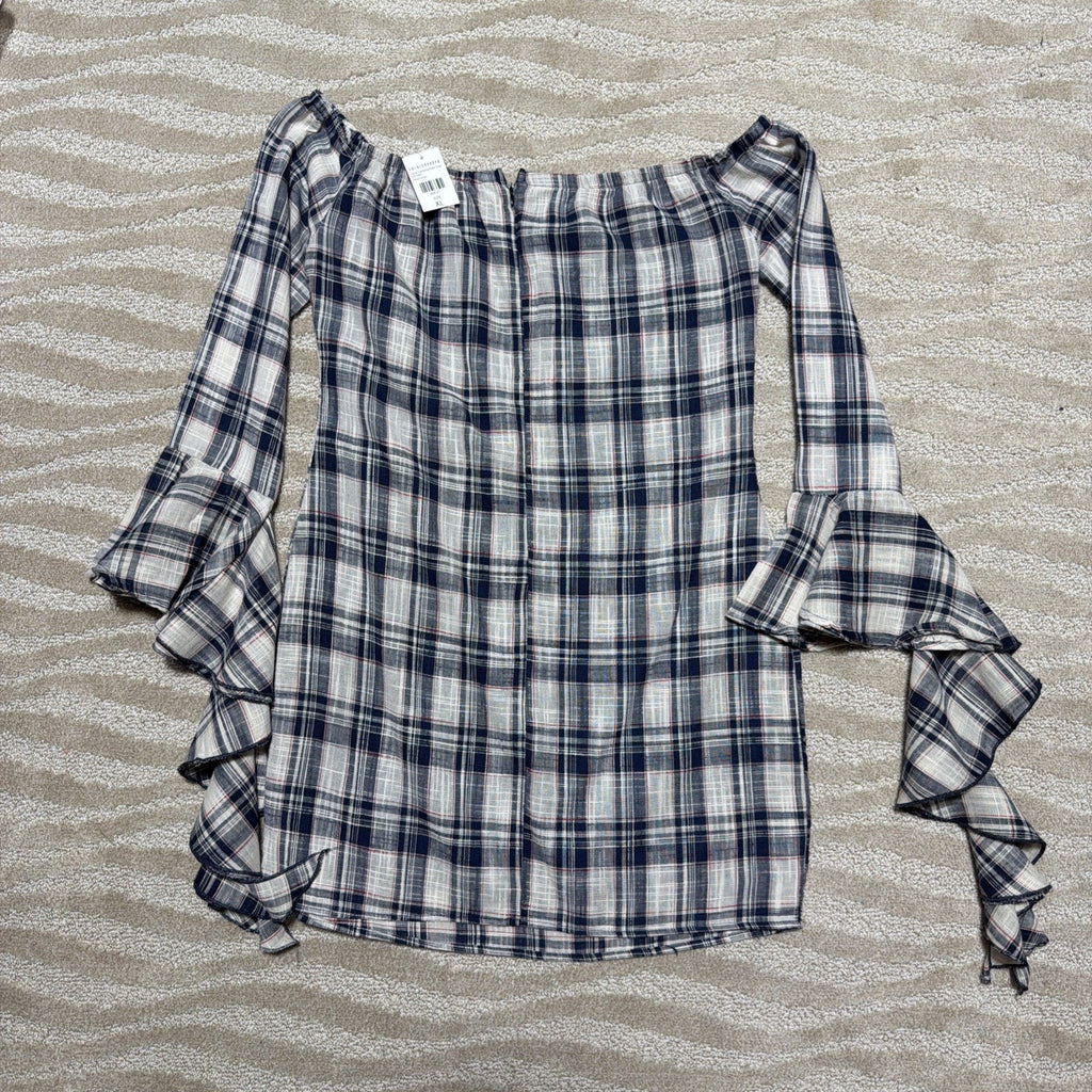Fashion Nova Gone Camping Blue Plaid Mini Dress XL NWT Made In USA