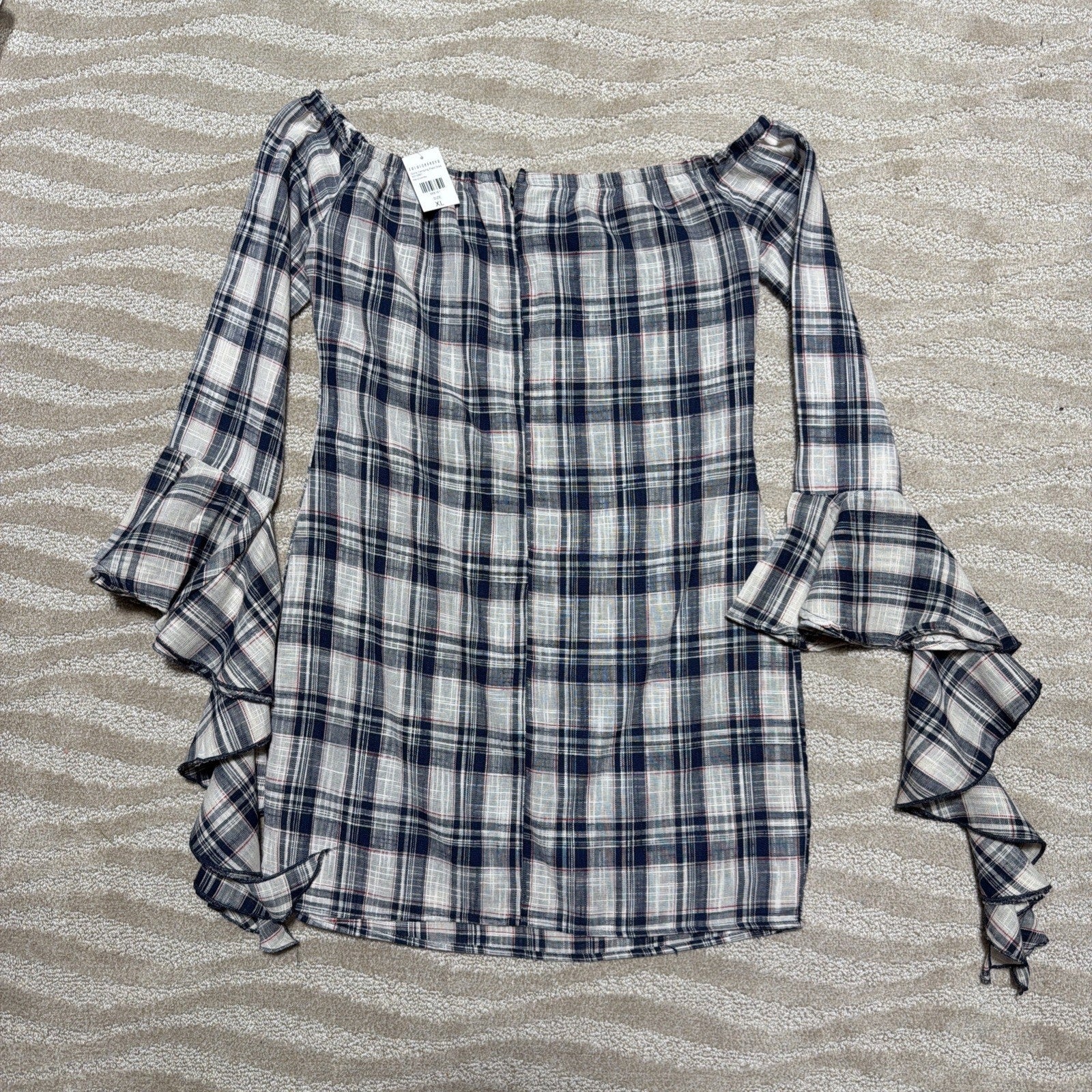 Fashion Nova Gone Camping Blue Plaid Mini Dress XL NWT Made In USA