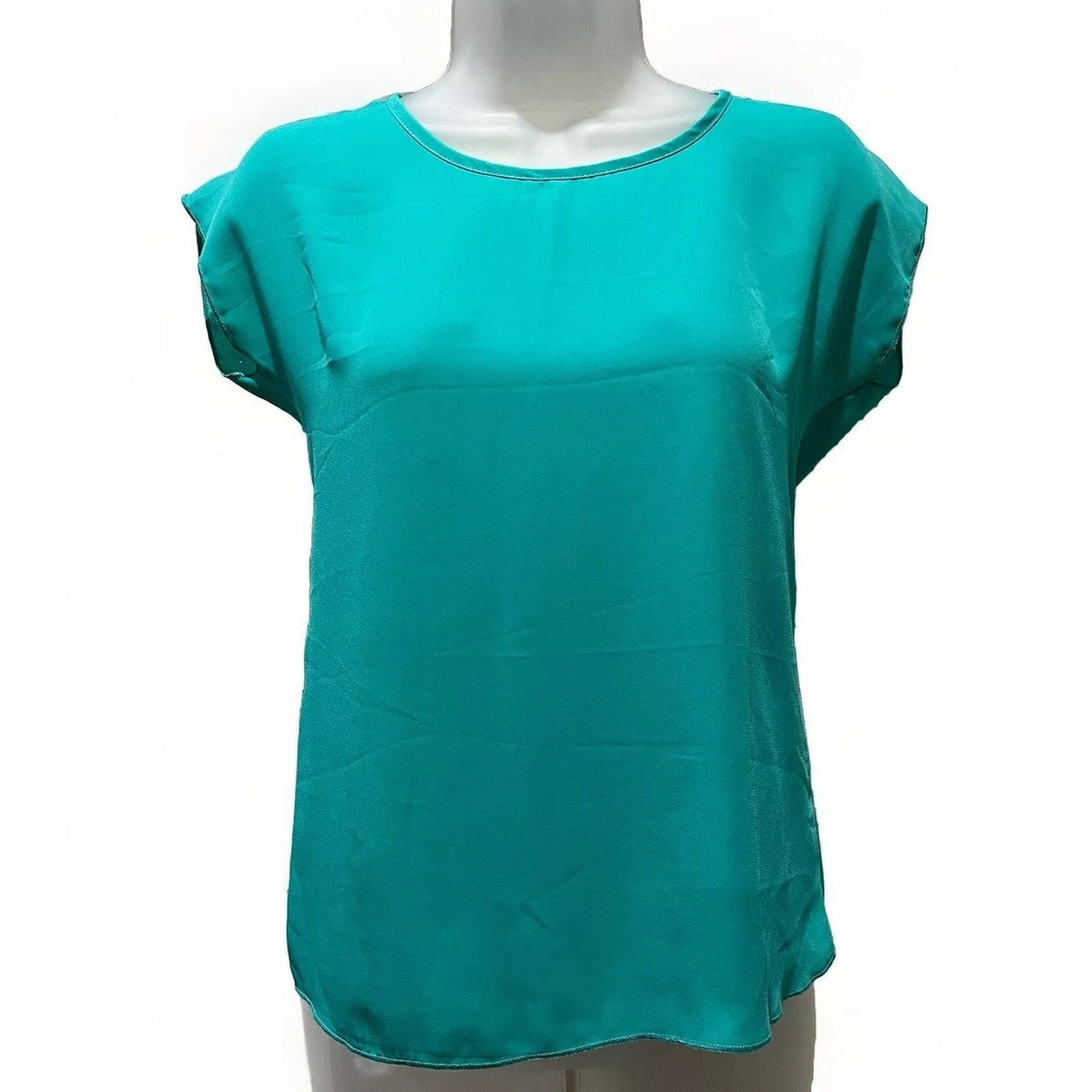 VTG Rue 21 Teal Green Shell Blouse Women's Size X-Small Suit Classic Made in USA