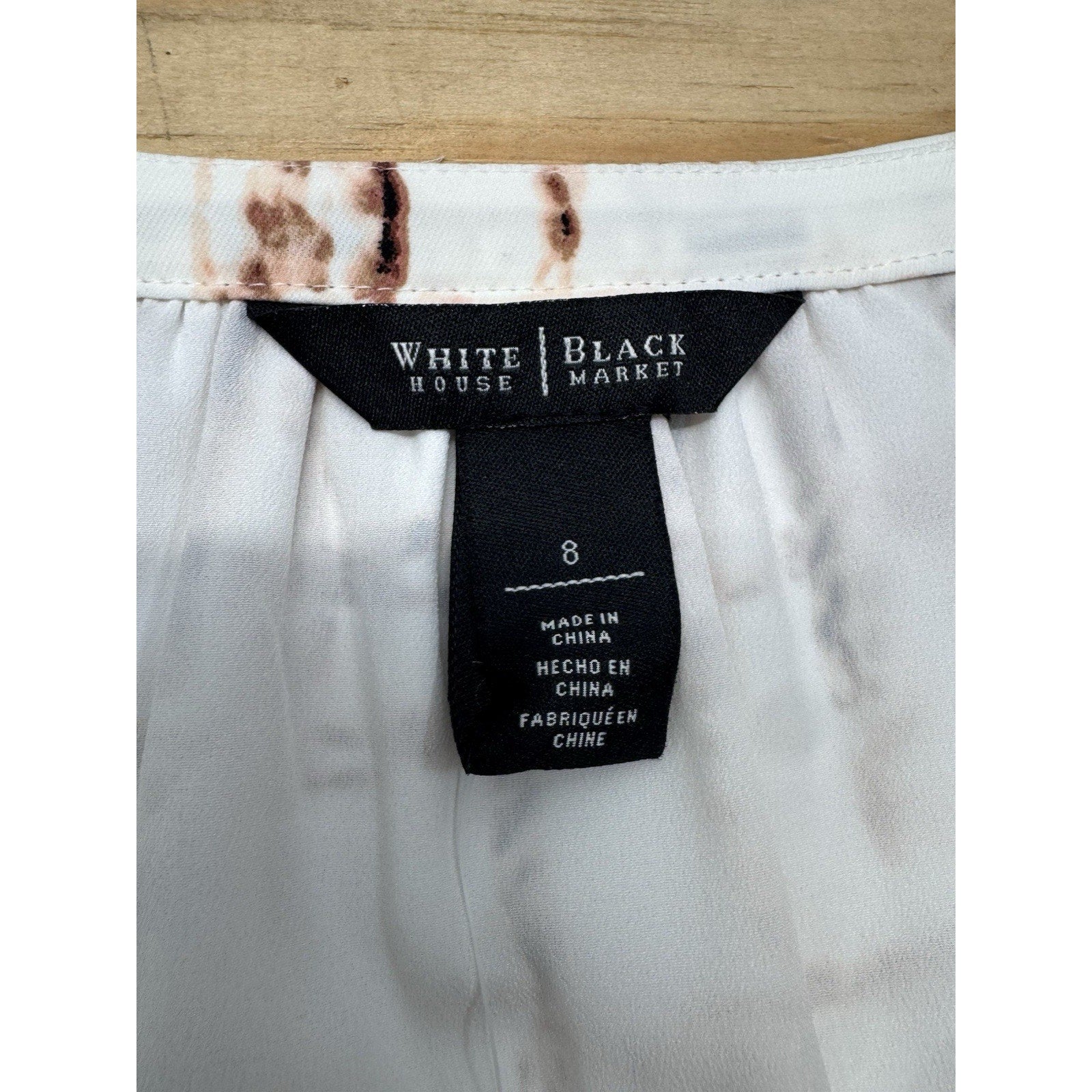 White House Black Market Modern Print Ivory Brown Geometric Dress Women’s Size 8