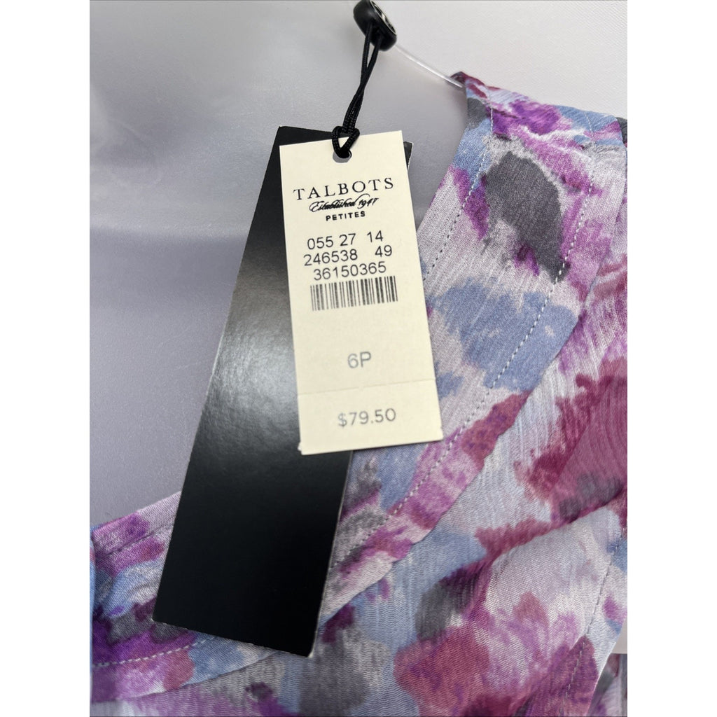 TALBOTS 2 In 1 * Sheer Floral Blouse w/ Silk Shell * Sleeveless Sz 6 Petite NWT