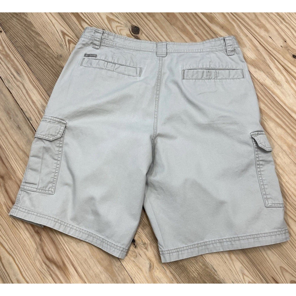 Columbia Cargo Shorts Men's 36x10 Light Beige Cotton Twill 7 Pocket