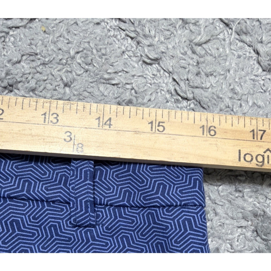 Hilary Radley New Women’s 4 Blue Geometric Print Slim Leg Cropped Pants Stretch
