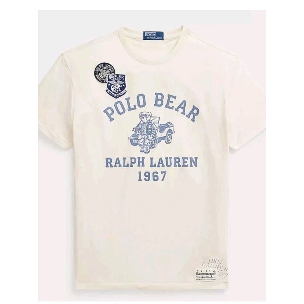 Polo Ralph Lauren Men's White Ivory Polo Bear Graphic Crew-Neck T-Shirt XXS New