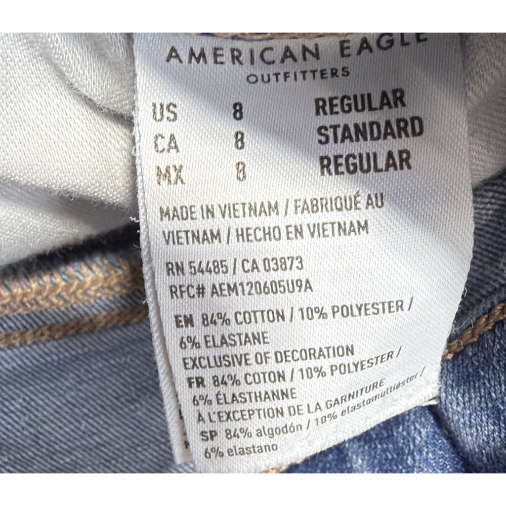 American Eagle Denim Jeans Women Sz 8 Super Hi Rise Jegging Light Wash Normcore