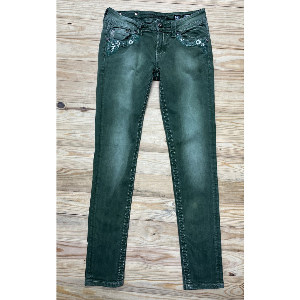 Miss Me Skinny Signature-Rise Women's Jeans - green size 27 W28 L30 XF73