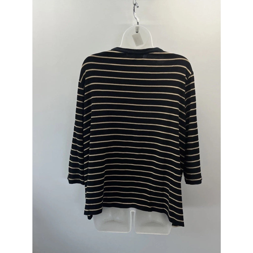 Lauren Ralph Lauren Womens 3/4 Sleeve Top 3X Gold Black Gold Shoulder Crest