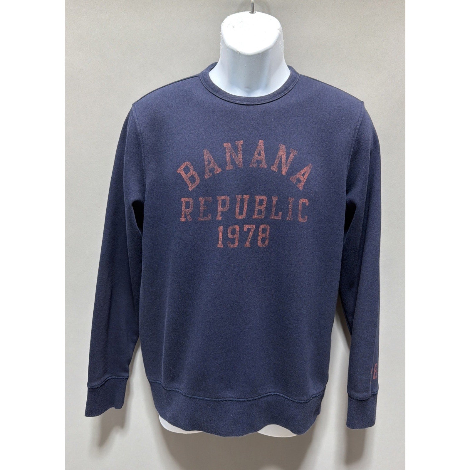 Men Banana Republic Fleece Graphic Logo Pullover Sweatshirt BLUE M