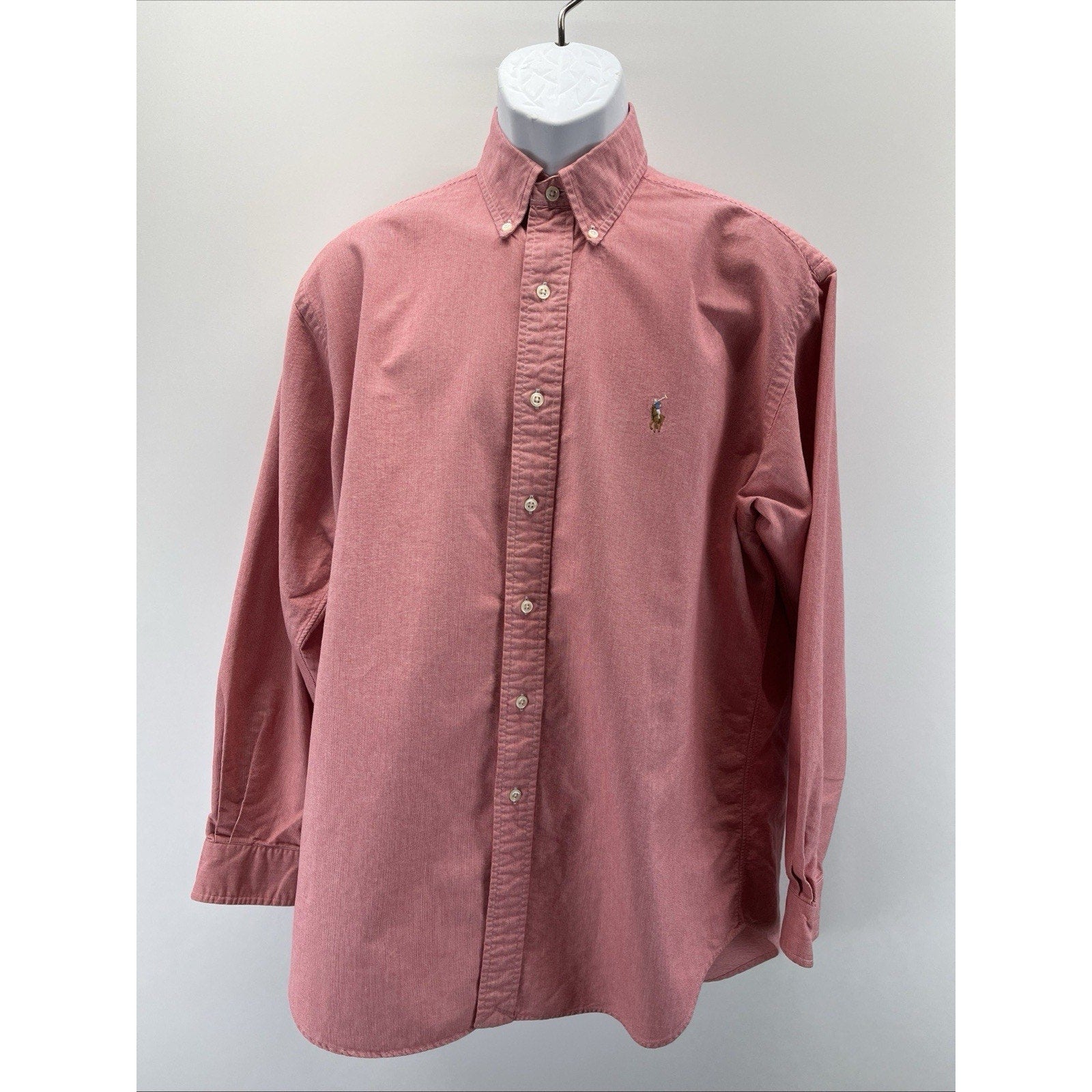 Ralph Lauren Blake Shirt Mens Size M Pink Flesh Pony Long Sleeve Buton Dwn
