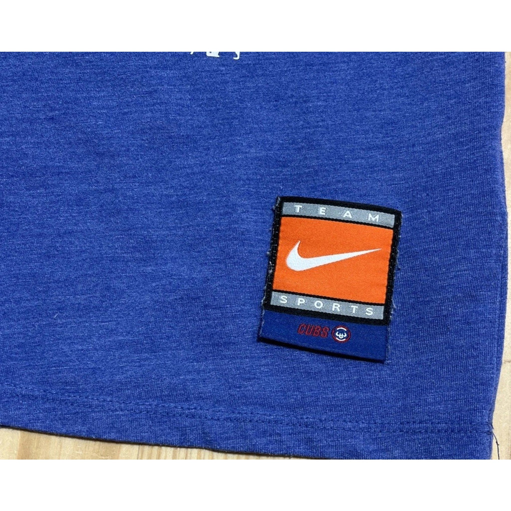 CHICAGO CUBS NIKE TEE Tri-Blend Blue Shirt Size Small Athletic Cut COOPERSTOWN