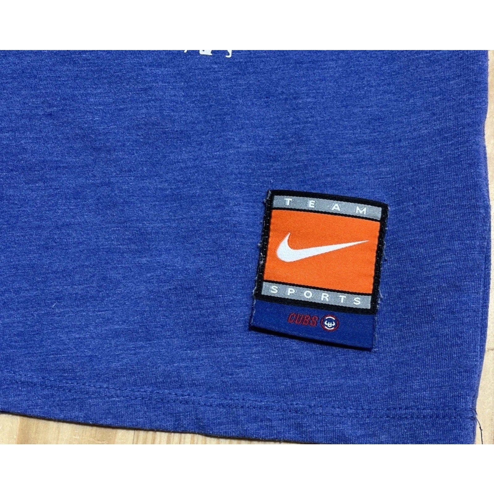 CHICAGO CUBS NIKE TEE Tri-Blend Blue Shirt Size Small Athletic Cut COOPERSTOWN
