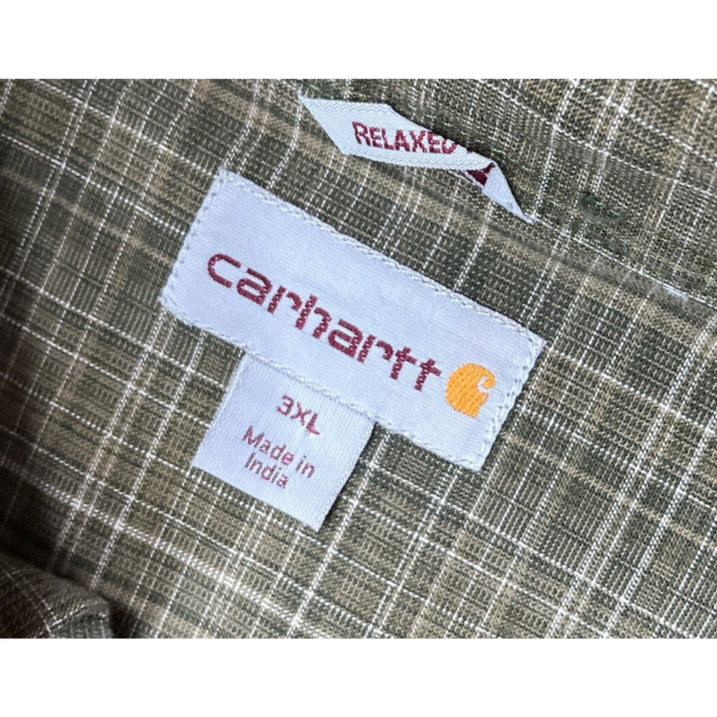 Carhartt Flannel Shirt Men's Size XL Heavyweight Cotton Plaid Original Fit Green