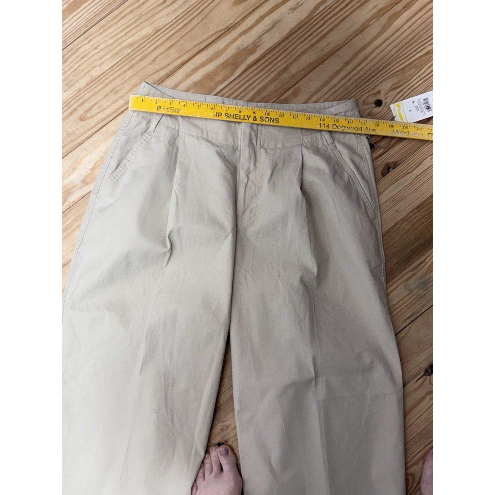 A New Day Khaki Wide Leg Pleated High Rise Stretch Chino Slacks Women’s Size 8