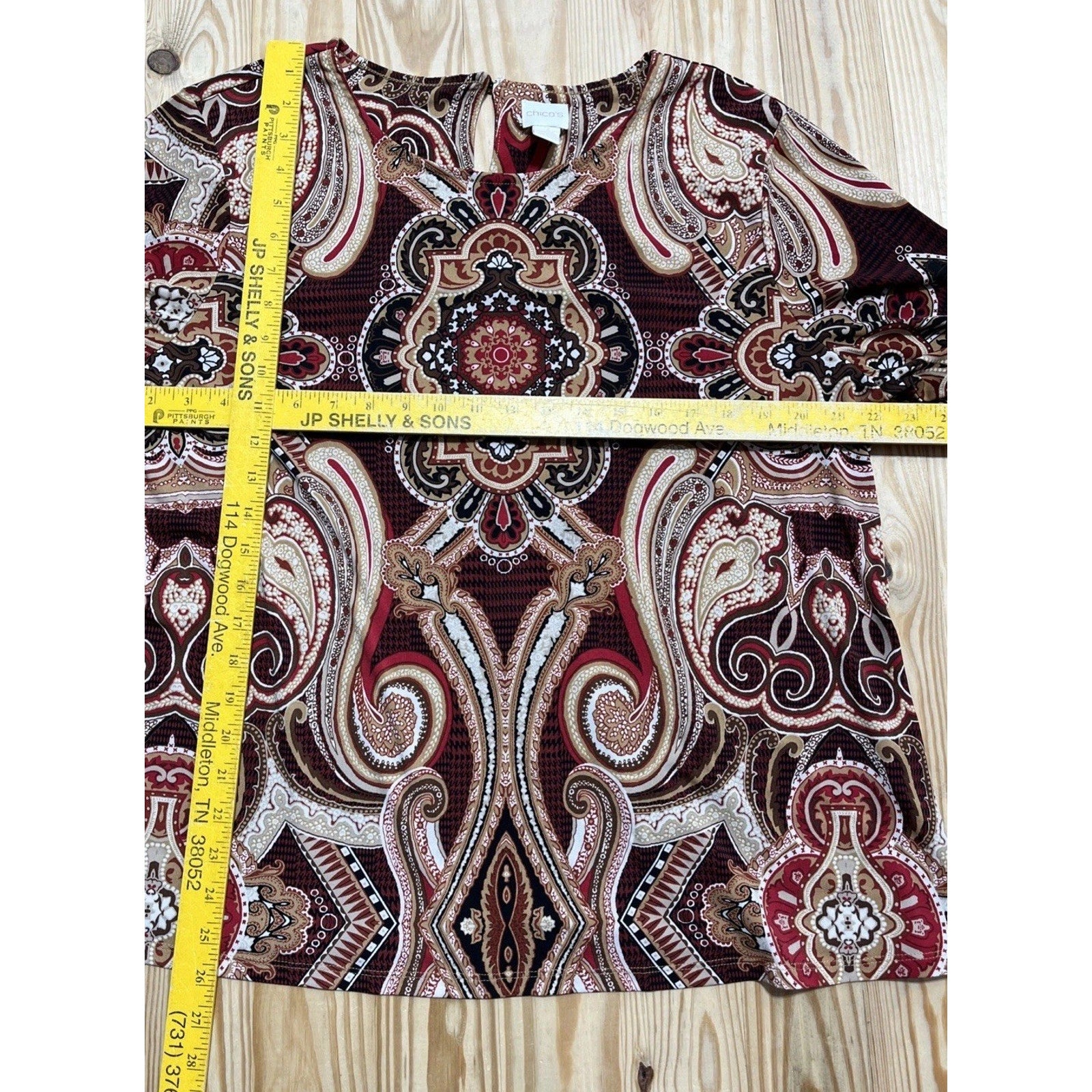 Chico's MEDALLION PAISLEY Long Sleeve Blouse Size 3