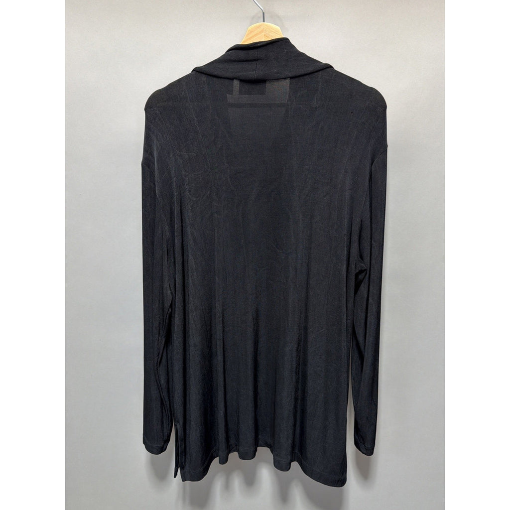 Vtg Chico's Travelers Cardigan Sz 3 XL Womens Black Open Front Acetate Made USA