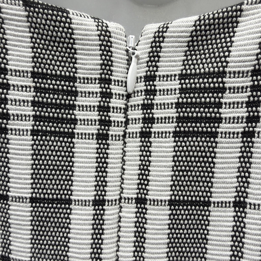 Ann Taylor Loft Plaid Black And White Lined Sheath Dress Size 4 Petite Zip NWT