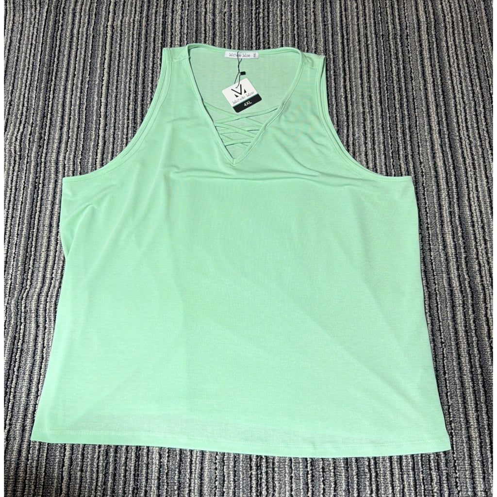 NWT Michelle Mae Lime Green Tank Top Plus Size 4XL Stretch