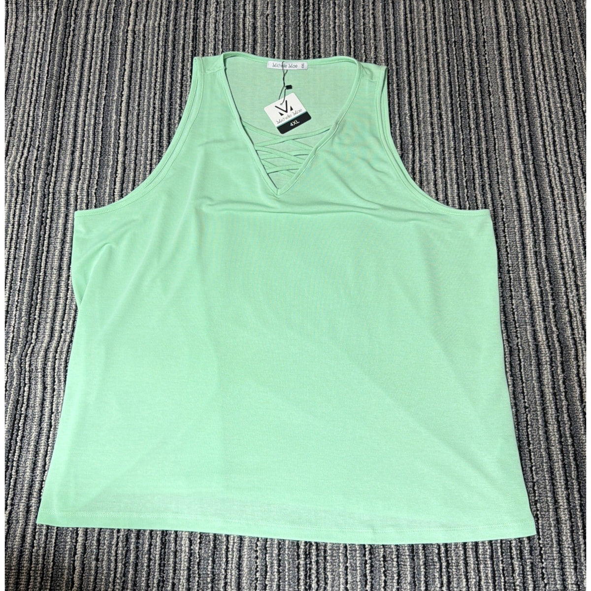 NWT Michelle Mae Lime Green Tank Top Plus Size 4XL Stretch