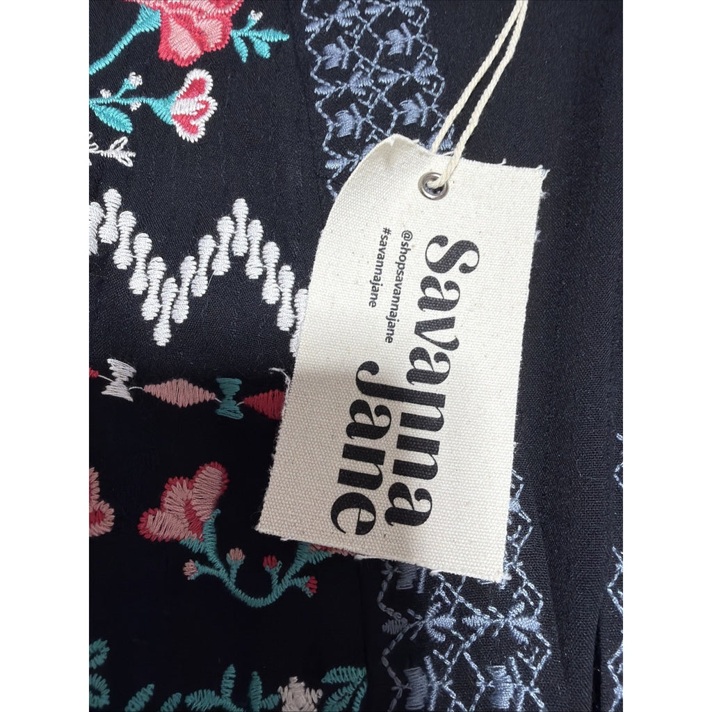 Savanna Jane Boho Embroidered Floral Cardigan Sweater Womens Size Small New