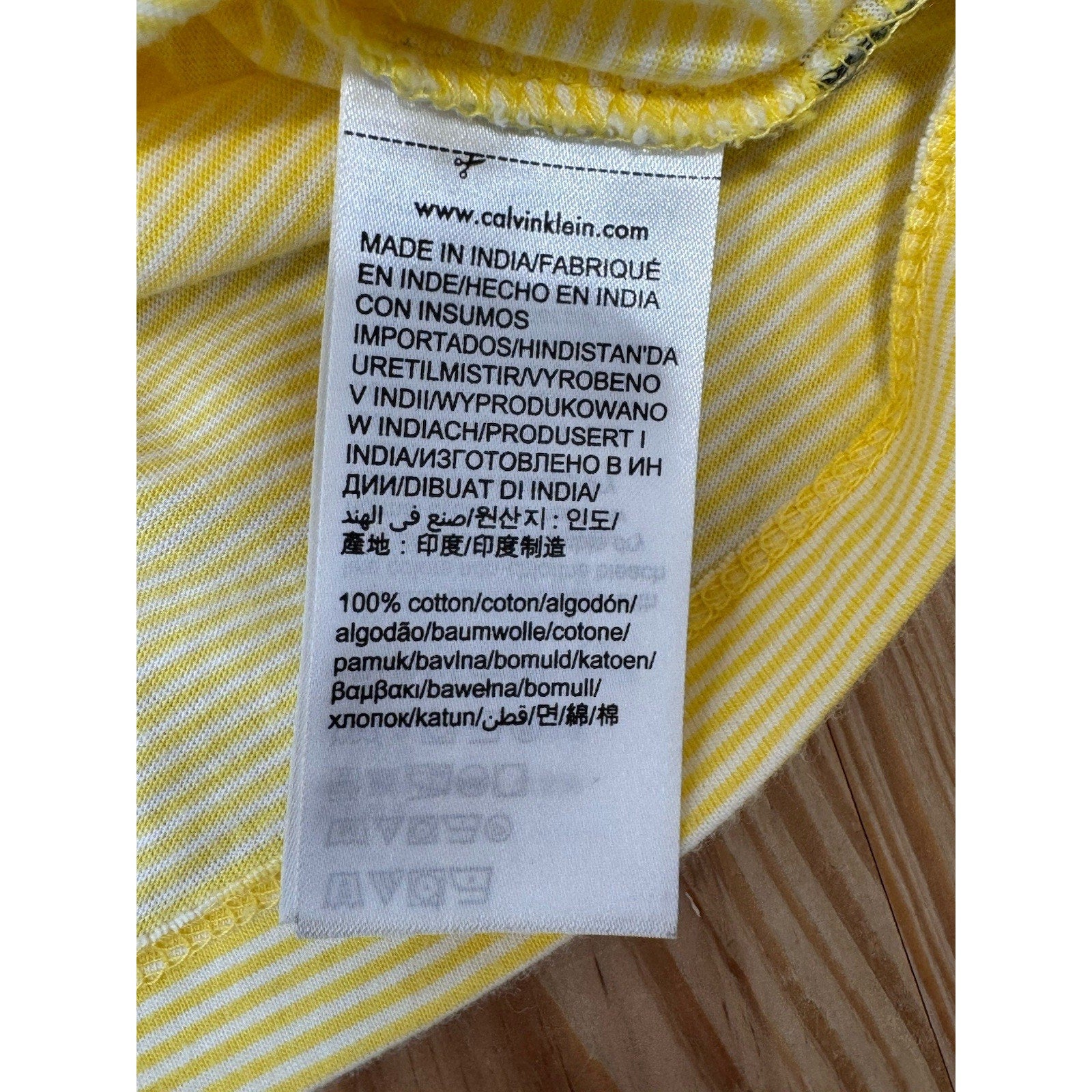 CALVIN KLEIN Yellow White Striped Supima Cotton Crewneck Short-Sleeve T-Shirt 2X
