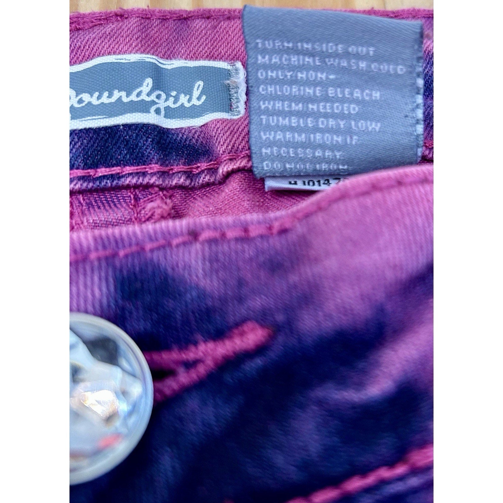 Soundgirl Pink/Purple Tie-dye Skinny Jeans With Rhinestones Size 11- Stretchy