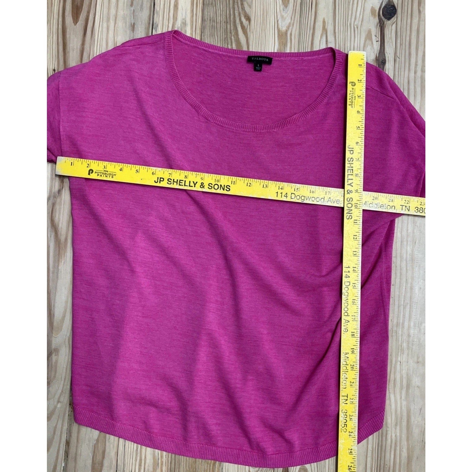 TALBOTS Woman L Pink Short Sleeved Sweater Cotton Blend Lightweight