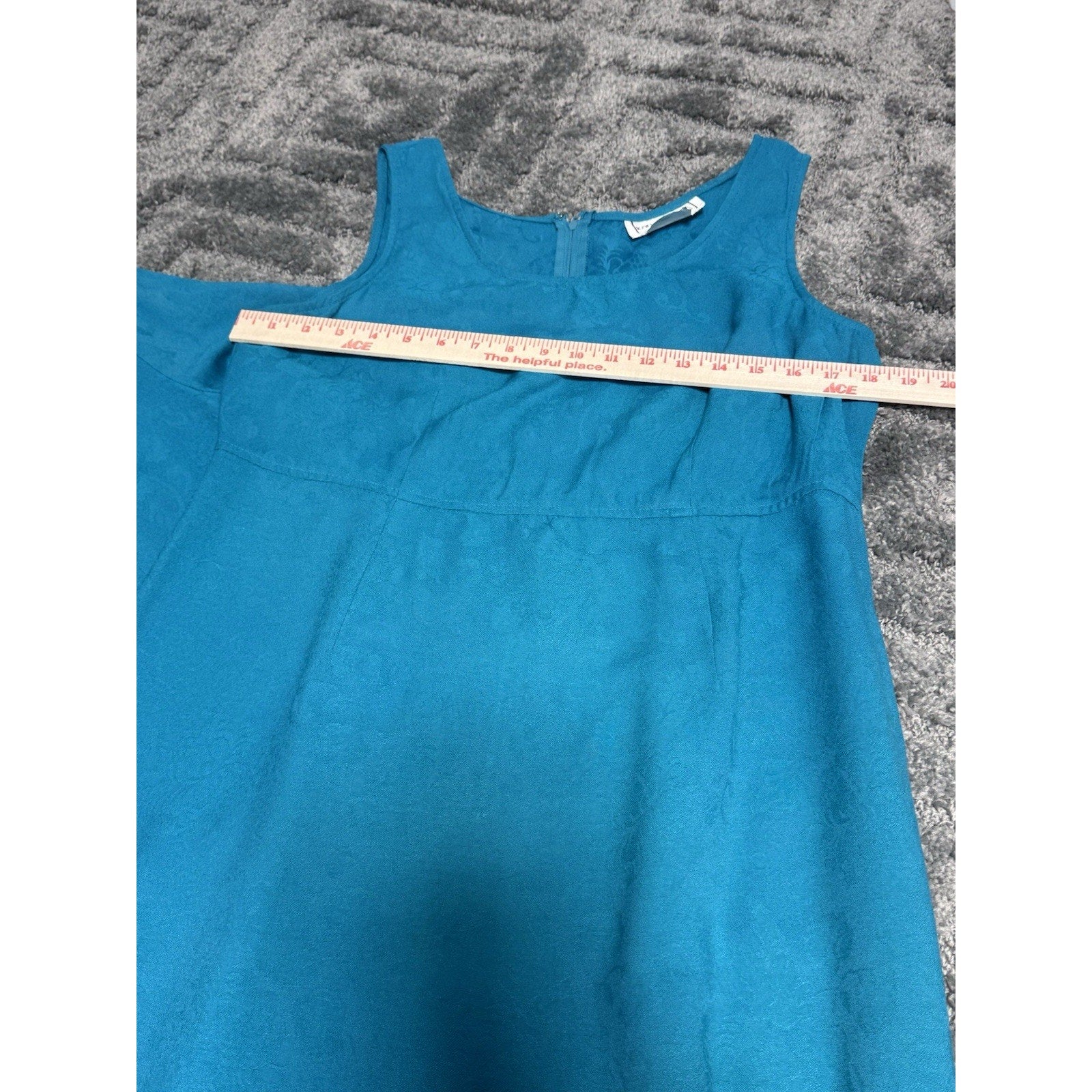 Karin Stevens Teal Maxi Dress Set Womens 14 Regular Vtg Padded Shoulders