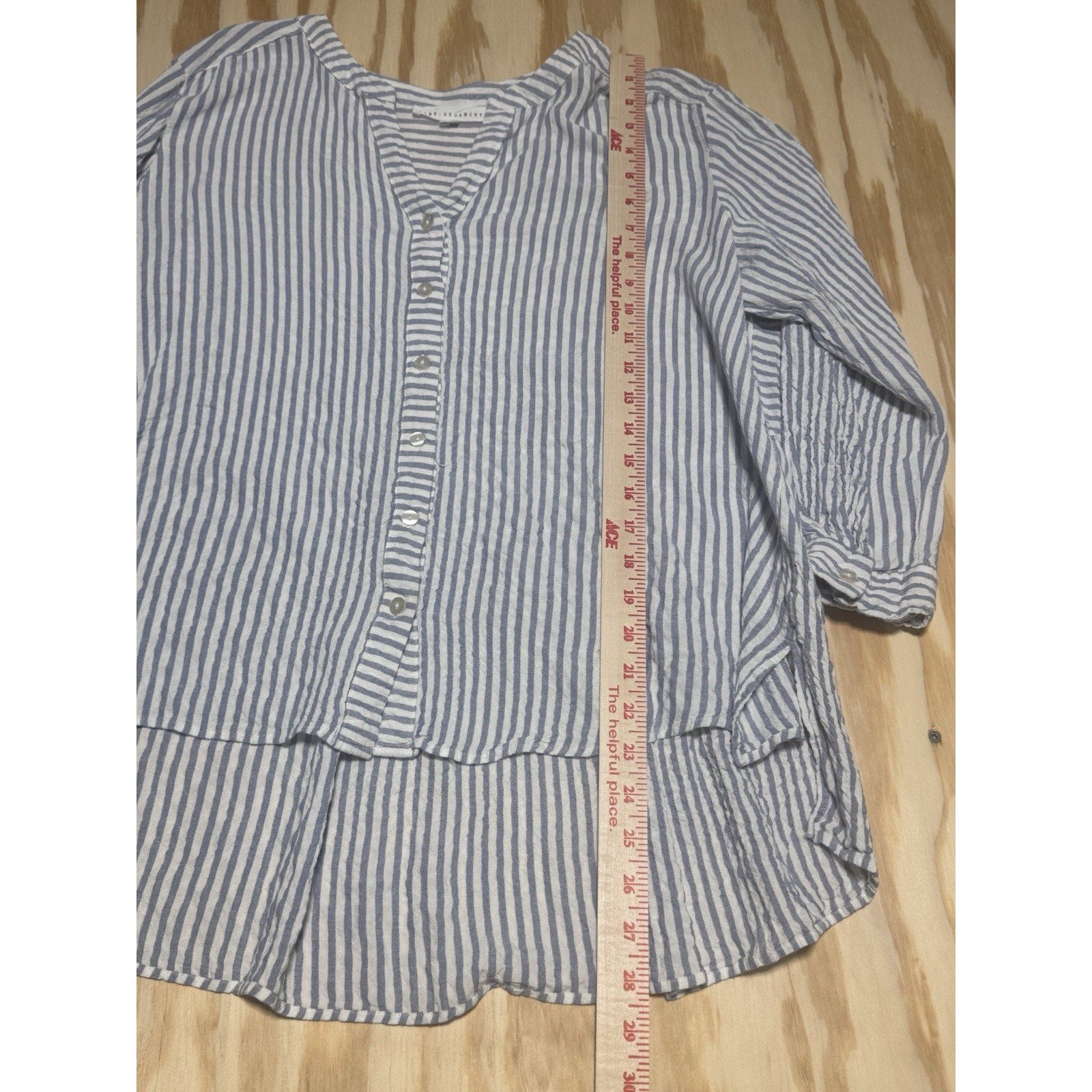 Jane Delancey High Low Women’s 1X Blue White Stripe Long Sleeve Top Coastal