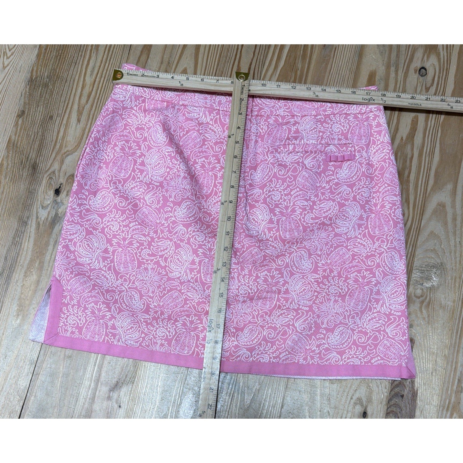 Vineyard Vines Skirt Skort Pineapple Paisley Print Pink White Size 14