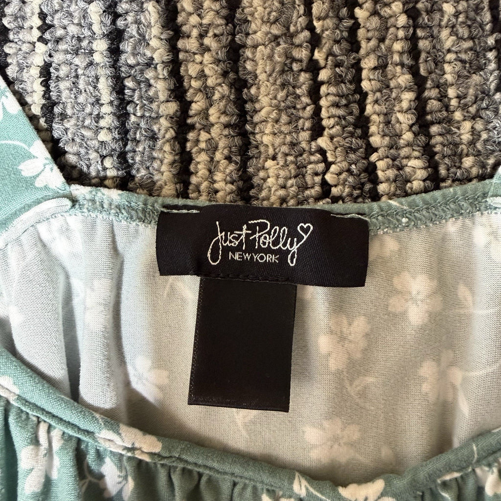 Just Polly New York Floral One Piece Bodysuit Green White Strap Women's Size M