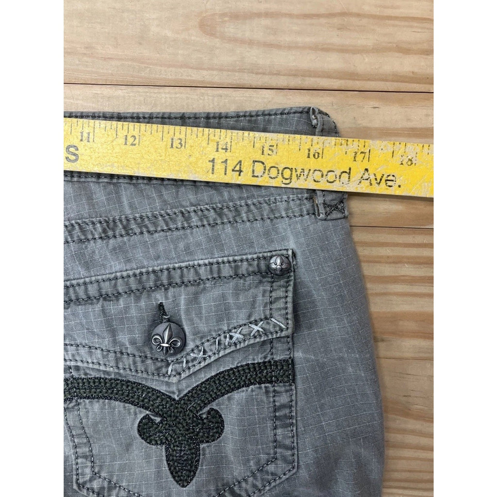 Rock Revival Jeans Cargo Capris Women 27 Green Grunge Y2K