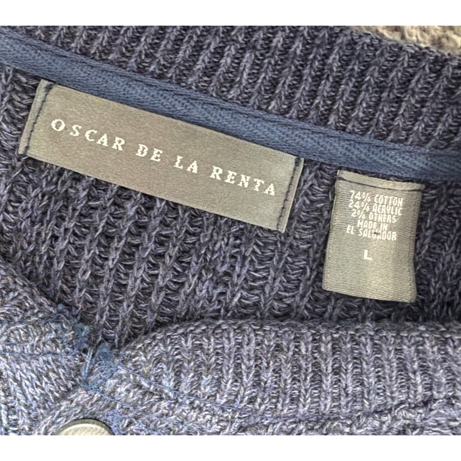 Oscar De La Renta Sweater men's XL Blue Henley Sophisticated Designer Old Money