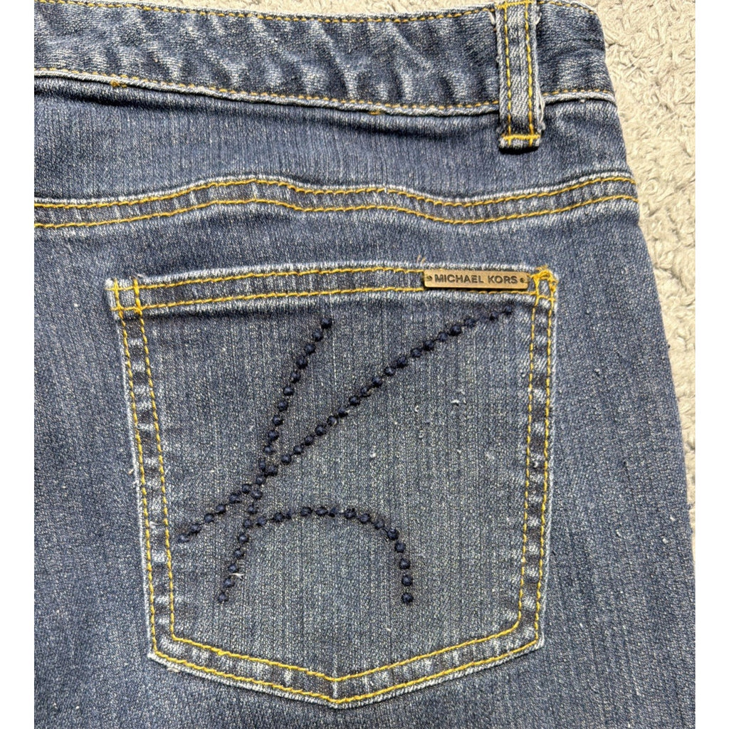 MICHAEL KORS Womens Size 8 Dark Wash Bootcut Blue Jeans Mid Rise Stretch