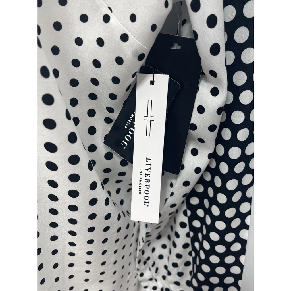 NWT Liverpool Los Angeles Women Black/ White Polka Dot Long Sleeve Blouse Size M