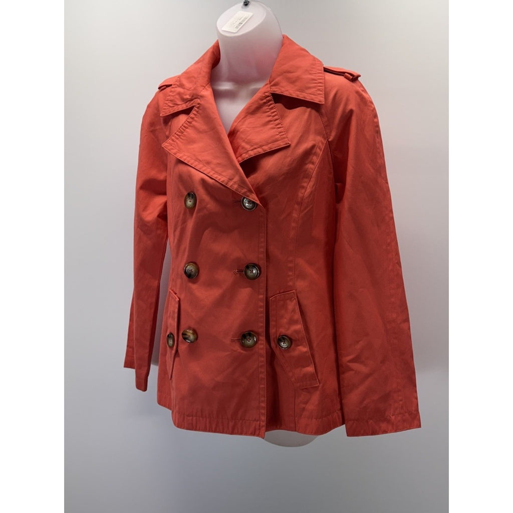 Michael Kors Orange Trench Coat Rain Jacket Women’s XS - Missing Belt