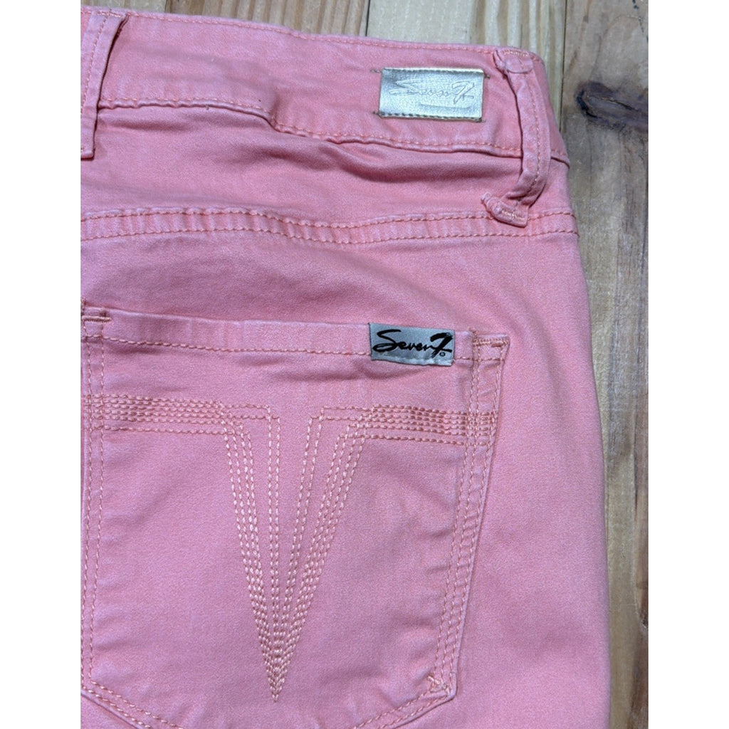 Seven7 High Rise Skinny Crop Jeans Pink Women's Size 8 Cotton Blend