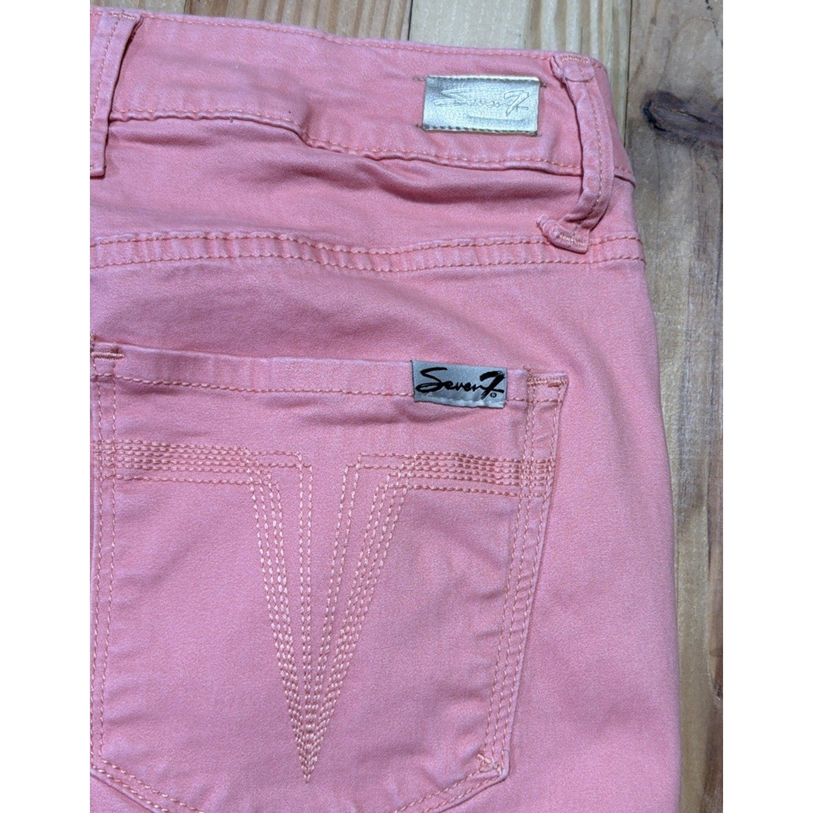 Seven7 High Rise Skinny Crop Jeans Pink Women's Size 8 Cotton Blend