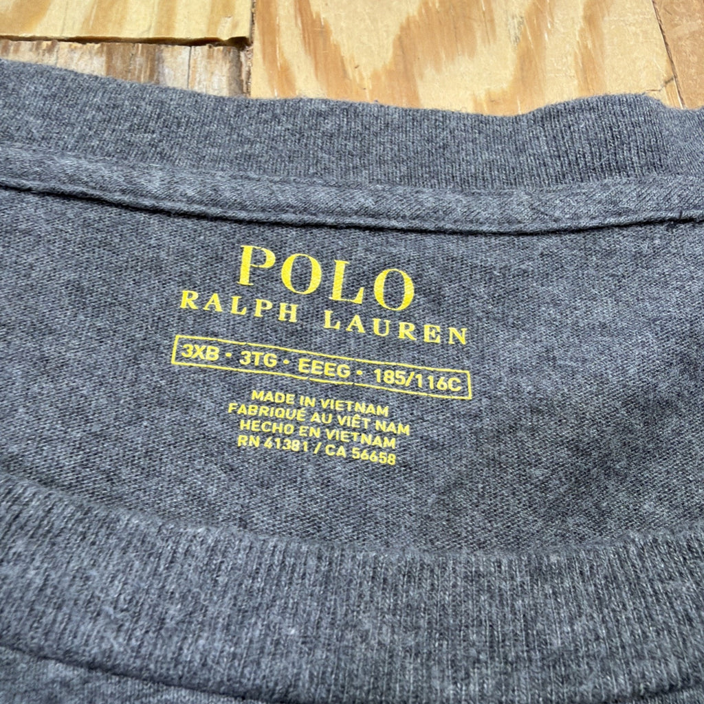 Polo Ralph Lauren Shirt Mens Big 3X Gray Crew Neck Short Sleeve Logo Tee Top