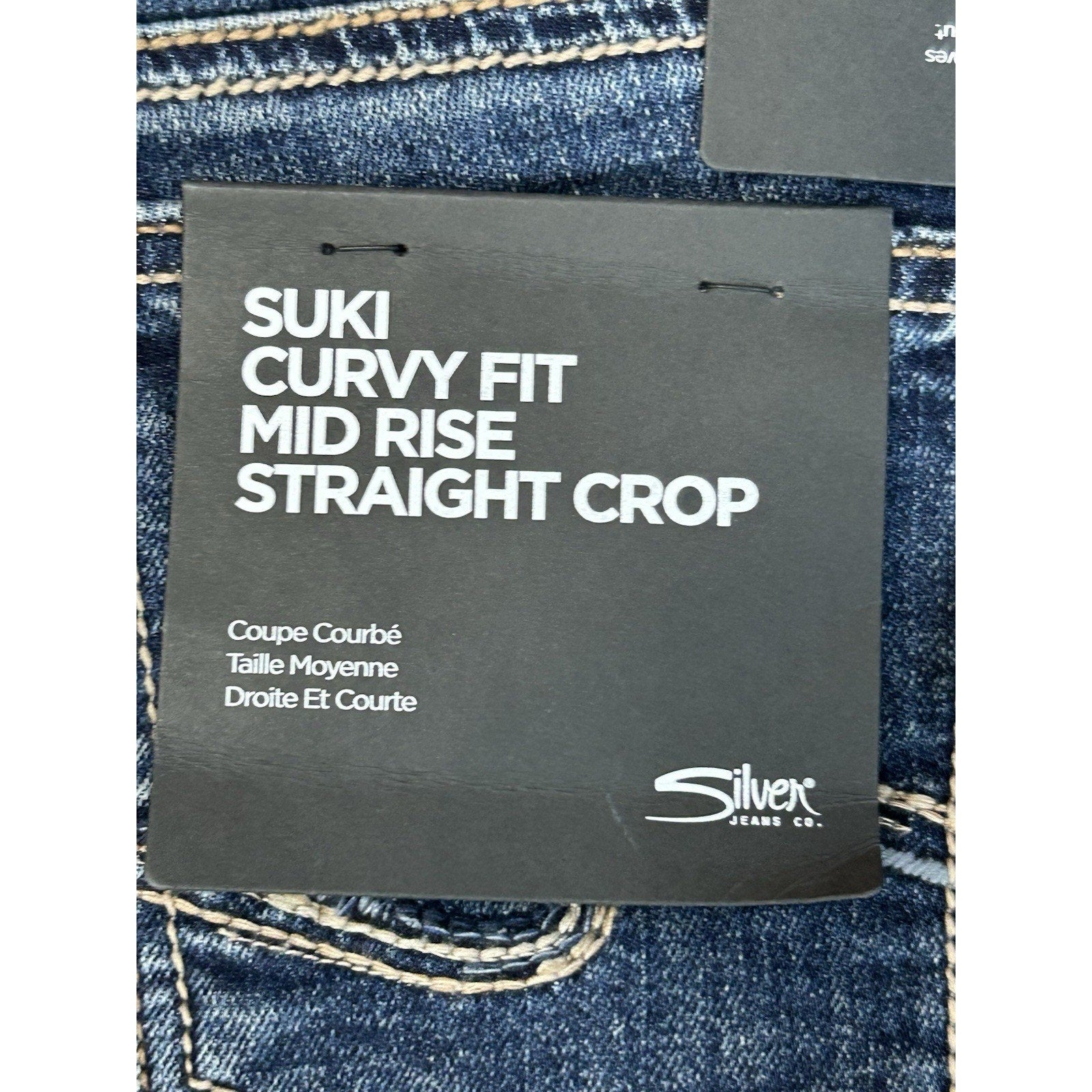 Silver Jeans Suki Mid Rise Straight Leg Jeans Medium Wash size 24x27 New W Tags.